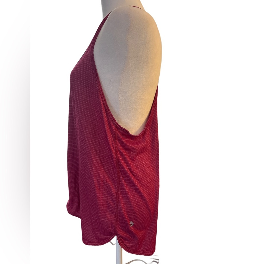 Lululemon Striped Maroon Cotton Racerback Tank 12 - Picture 2 of 4